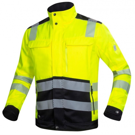 Veste de pluie haute visibilité niveau 1 jaune fluo/noir, bas