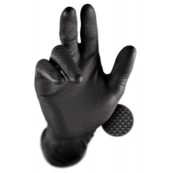 Gants à usage unique en nitrile non poudré GRIPPAZ longueur 24cm noir (x50)