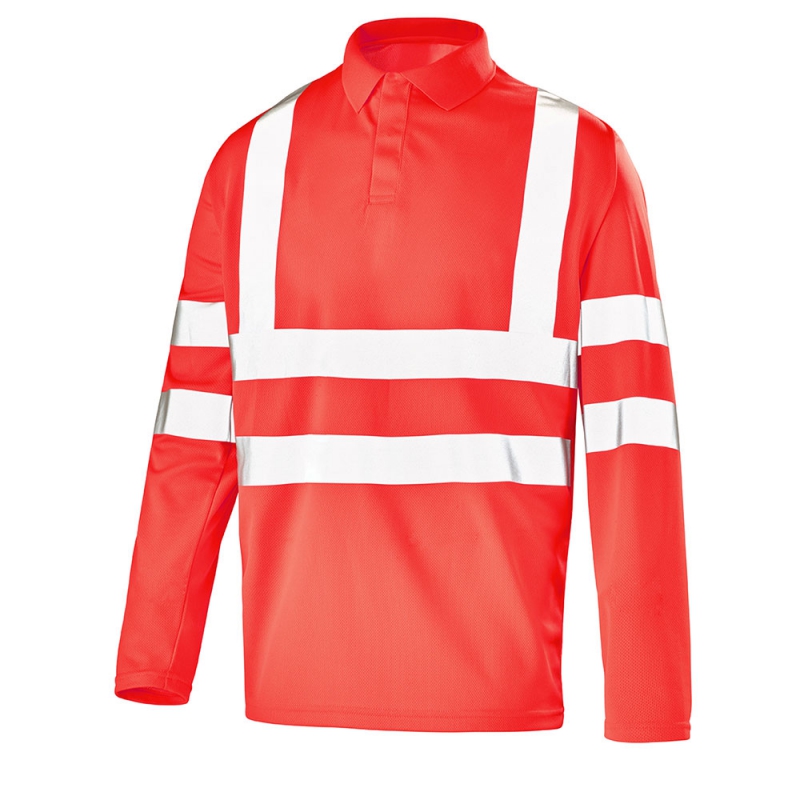 Polo manches longues haute visibilité Fluo Base 2 - AFS - Application Fast  Set