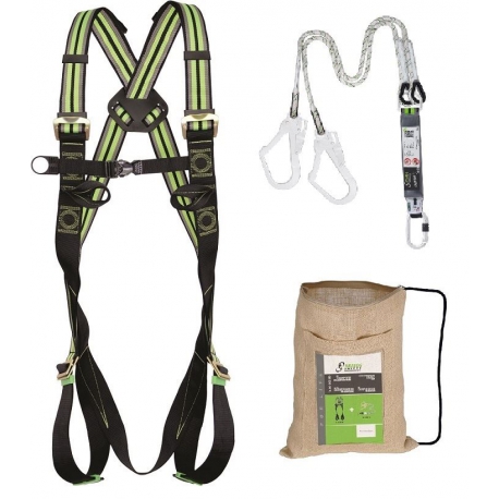 Kit anti-chute : harnais de sécurité + longe deux crochets + sac de  transport