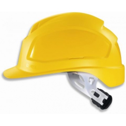 Casque de sécurité UVEX Pheos E-WR jaune à visière longue et crémaillère