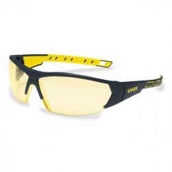 Lunettes à branches UVEX i-works noir/jaune avec oculaire ambre