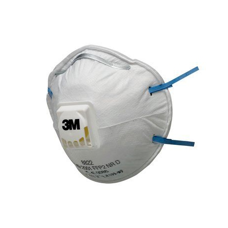 10 masques antipoussière coque 3M 8822 FFP2 NR D avec soupape