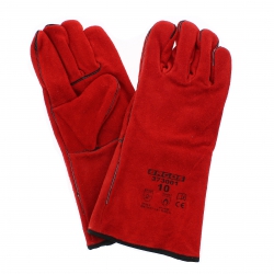 Gants de soudage en cuir rouge avec manchette 15cm (la paire)