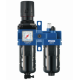 Ensemble de filtration d'air G 1/2 : Filtre régulateur lubrificateur 2 blocs avec manomètre et fixation, G 1/2, 2 800 l/min à 7 bar