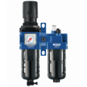 Ensemble de filtration d'air G 1/2 : Filtre régulateur lubrificateur 2 blocs avec manomètre et fixation, G 1/2, 2 800 l/min à 7 bar