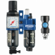 Ensemble de filtration d'air G 1/4 : Filtre régulateur lubrificateur 2 blocs avec manomètre et fixation équipé d'un raccord rapide de sécurité prevoS1 ESI 07, G 1/4, 500 l/min à 7 bar