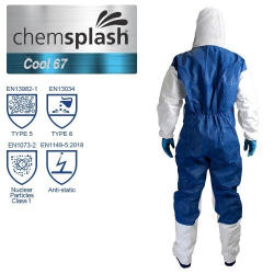 25 combinaisons Chemsplash Cool 67, type 5/6, couleur blanche avec dos respirant bleu