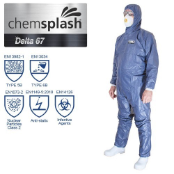 25 combinaisons Chemsplash Delta 67, type 5/6, couleur bleue