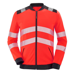 Sweat zippé haute visibilité Vallouise gamme intempéries rouge fluo et noir (taille S)