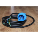 Prise bleue monophasée 230V 2P+T 32A IP44 et câble électrique de 5 mètres 3G6