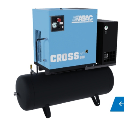 Compresseur à vis silencieux de 51 m3/h 10 bars, monté sur réservoir de 200 litres avec sécheur d'air CROSS 900E 10 200