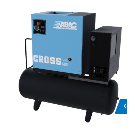 Compresseur à vis insonorisé de 30 m3/h 10 bars, monté sur réservoir de 200 litres avec sécheur d'air CROSS 500E 10 200