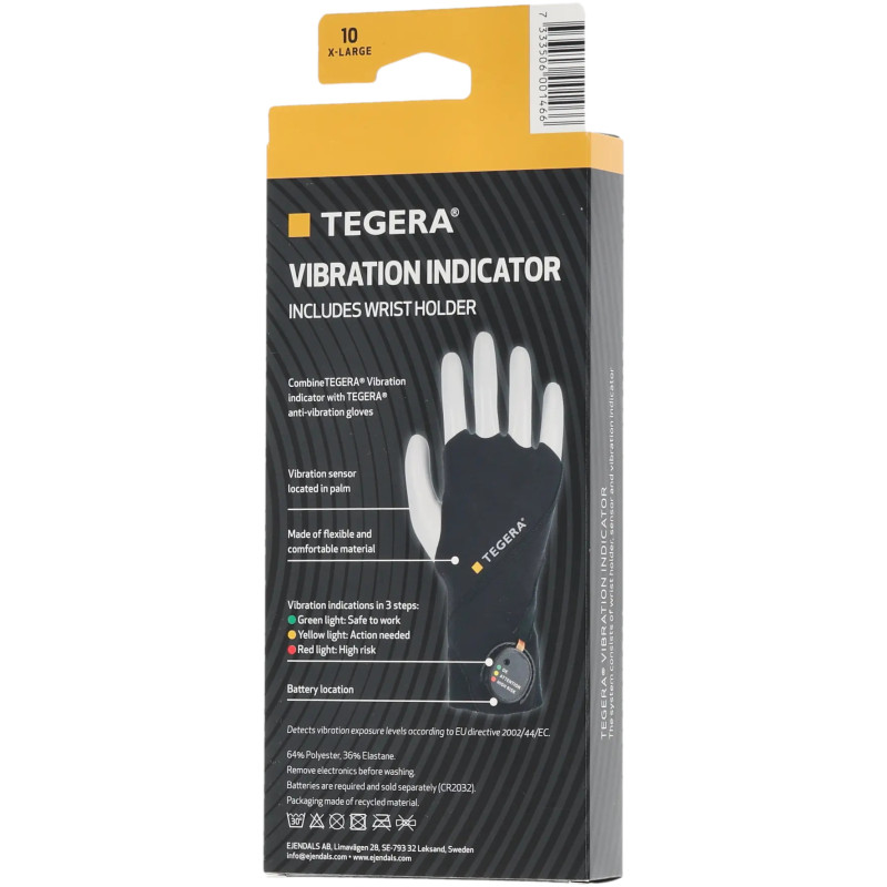 Gant anti-vibrations TEGERA 9186 avec indicateur d'exposition aux vibrations (à l'unité)