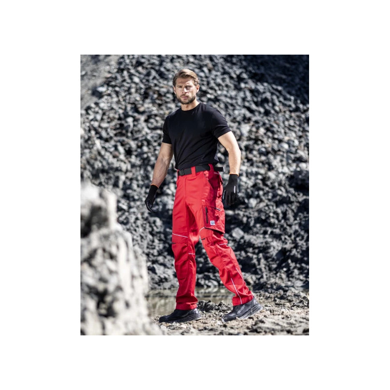 Pantalon ARDON® SUMMER rouge – Workwear ergonomique avec poche pour genouillères