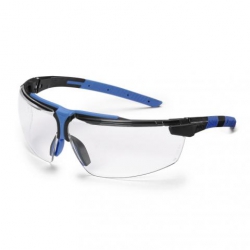 Lunettes à branches UVEX i-3 AR noir/bleu avec oculaire incolore et étui microfibre